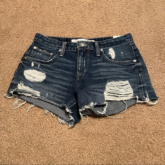 Lovers + Friends Dylan Magnolia Wash Distressed Denim Shorts - Picture 1 of 4